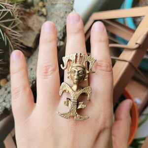 Vintage South American Tribal Figure Ring